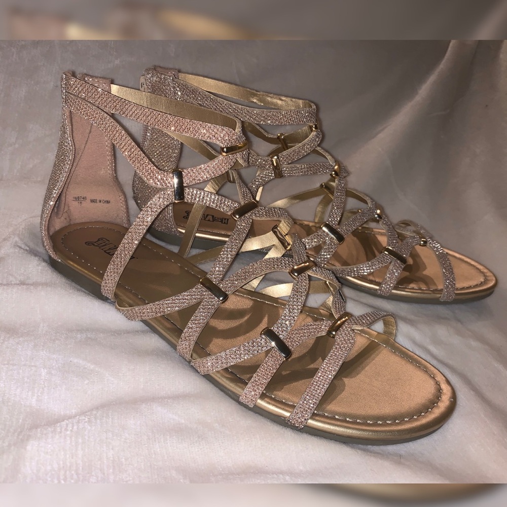 Brash gold gladiator sandals